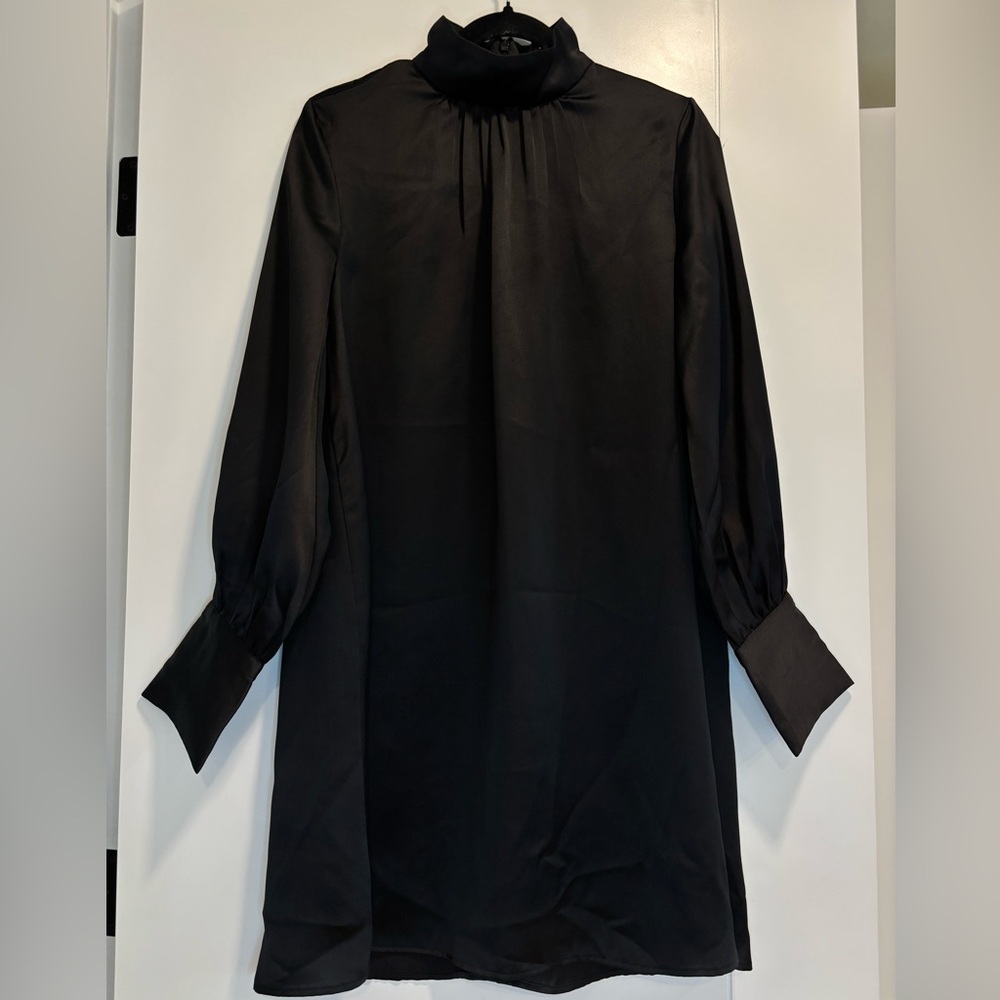 black mini silk dress